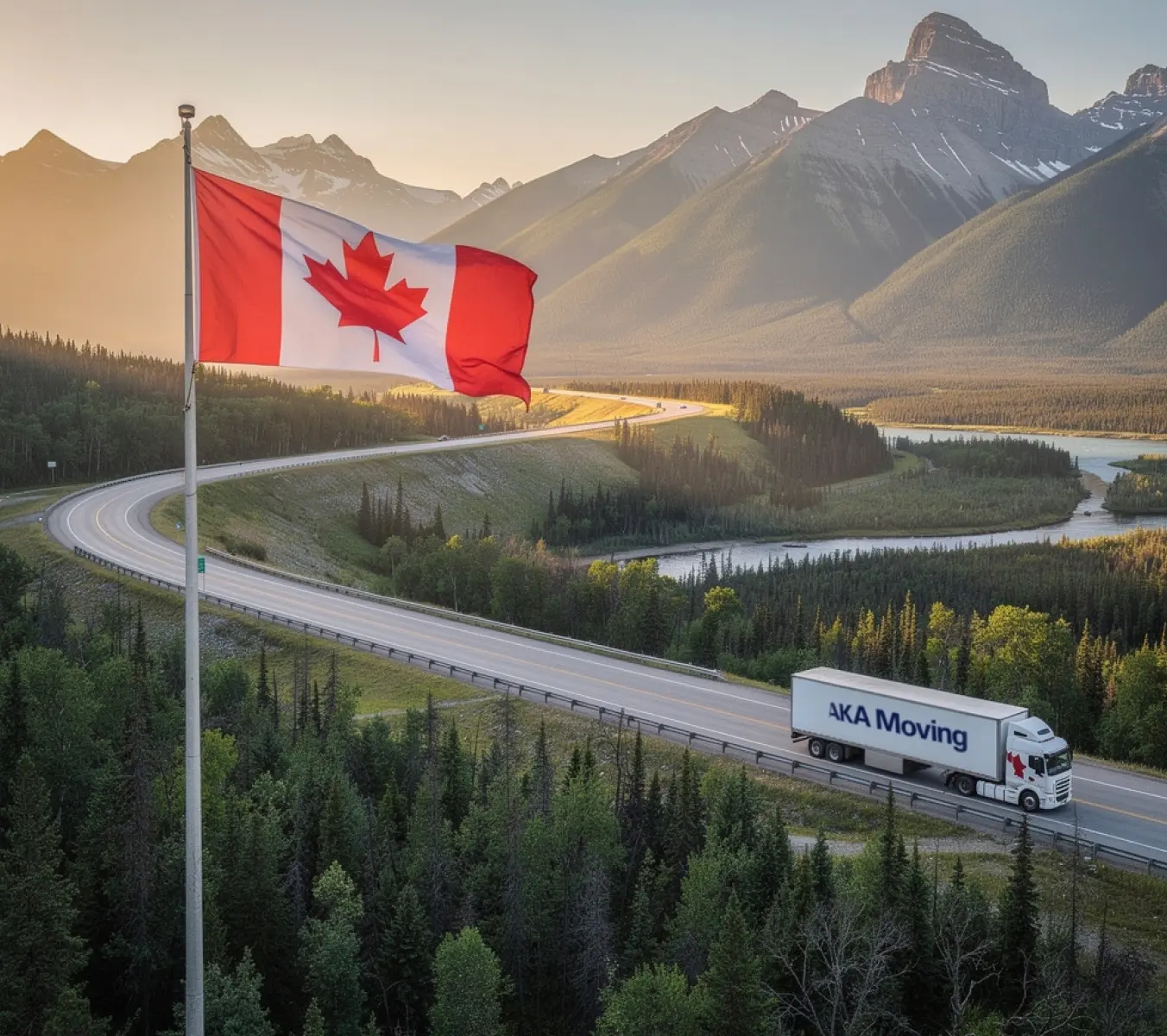 AKA Moving truck on a long-distance residential move from Montreal