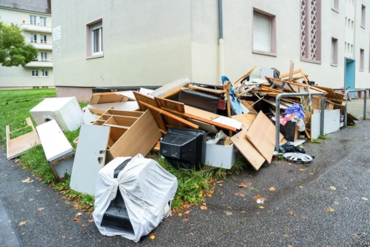 A pile of old furniture and bulky junk cleared by AKA Moving in Montreal